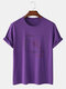Mens 100% Cotton 6 Color Hand-Script Geometry Short Sleeve Graphic T-Shirt - Purple