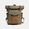 Men Genuine Leather Multi-function Travel Backpack - Green