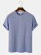 Mens Striped Texture Crew Neck Casual Short Sleeve T-Shirts - Blue