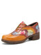Sокофий Натуральная Кожа Удобные туфли-оксфорды на каблуке с круглым носком на шнуровке в стиле ретро с цветочным принтом - Верблюд