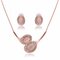 Crystal Jewelry Set Alloy Rhinestone Circle Earrings Necklace Set - Rose Gold