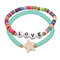 2 Pcs Turquoise Beaded Bracelets Set Bohemian Star Cross Letter Love​​ Elastic Rope Women Bracelet - 03