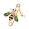 Fashion Cute Wild Small Bee Brooch Personality Ladies Curved Pin Brooch Women Jewelry - Green