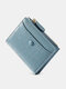Women Faux Leather Fashion Multi-Slots Multifunction Short Wallet Purse - Blue