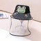 Little Frog Children's Dustproof Fisherman Hat Sun Hat Removable Face Screen - Black