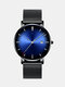 Alloy Business Gradient Color Multi-function Mesh Strap Watch - Black+Blue