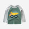 Boy's Cartoon Car Print Patchwork Long Sleeves T-shirt For 2-10Y - As Picture