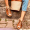 Большой размер Женское Повседневная обувь с открытым носком на плоской подошве Сандалии - коричневый