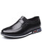 Men Pure Color Comfy Slip-on Slip Resistant Casual Leather Shoes - Black