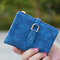 Women Candy Color PU Leather Small Short Bifold Wallet Purse Card Holder - Dark Blue