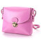 Women Faux Candy Color Leather Crossbody Bag - Rose Red