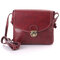Women Faux Candy Color Leather Crossbody Bag - Wine Red