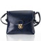 Women Faux Candy Color Leather Crossbody Bag - Blue