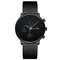 Business Sport Men Watches Full Alloy Case Mesh Band Chronograph Calendar Quartz Watch - Black + Blue