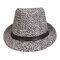 Unisex Solid Woven Belt Decorative Flexible Straw Hat Outdoor Sunshade Breathable Jazz Hat - Grey