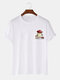 Mens 100% Cotton Mushroom Baby Print Plain Casual T-Shirt - White