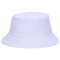 Women Summer Cotton Solid Pattern Bucket Hat Casual Sunshade Breathable Beach Hat - White