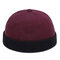 Mens Womens Couple Adjustable Solid French Cotton Bucket Cap Retro Vogue Crimping Brimless Hats - Red