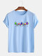 Mens Multi Color Mushroom Print O-Neck Community Spirit Short Sleeve T-Shirts - Blue