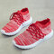 Plus Size Running Breathable Mesh Lightweight Soft Flat Casual Shoes - Red