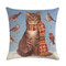 1 PC Cartoon Cat Pattern Cotton Linen Throw Pillow Cover Cushion Cover Seat Car Home Sofa Bed Decorative Pillowcase - #10