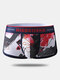 Men Floral Print Sexy Boxer Briefs Antibacterial Liner Pouch Patchwork Side Loose Underwear - #01