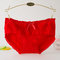 Cotton Lace-trim Bow-knot Low Rise Hip Lifting Panties - Red