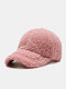 Unisex Lambswool Plush Solid Color Thickened Warmth All-match Baseball Cap - Pink