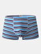 Men Thin Nude Underwear Stripe Ice Silk Seamless Boxer Briefs - Striped