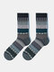 10 Pairs Men Cotton Geometric Striped Argyle Pattern Jacquard Thicken Breathable Warmth Socks - Black