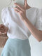 Blusa básica com amarração nas costas de cor sólida - Branco