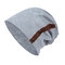 Women Men Knit Plush Warm Beanie Cap Outdoor Sports Cycling Double-breasted Hat - Light Grey