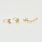 Moda 3 piezas Pendientes Plata Oro Oreja Clip Moon Star Oreja Stud Rhinestones Pendientes para Mujer - Dorado