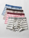 Multipacks Colorful Striped Soft Cotton Breathable Underwears Cotton Cozy U Pouch Boxer Briefs - Blue