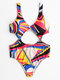Plus Size Cut Out Color Block Sexy One Piece Swimsuits For Women  - Print