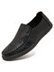 Men Comfy Round Toe Slip-on Soft Driving Casual Loafers - Black