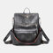 Women Faux Leather Solid Shoulder Bag Backpack - Grey