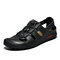 Men Genuine Cow Leather Outdoor Toe Protective Hiking Sandals - Black