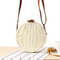 Women Round Woven Straw Crossbody Bag Solid Beach Bag - White