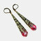 Vintage Crystal Earrings Luxury Metal Hollow Carving Water Drop Pendant Earrings - Pink