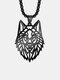 Trendy Punk Personality Hollow Wolf Stainless Steel Pendants Necklaces - Black