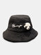 Winter Olympics Beijing 2022 Unisex Plush Letter Embroidery Panda Doll Decorated All-match Warmth Bucket Hat - Black