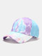 Unisex Cotton Topstitched Colorful Tie-dye Soft Top Adjustable Casual Sunshade Baseball Caps - Purple&Blue