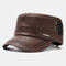 Men's Leather Flat Hats Casual With Knit Hats Warm Hats - Brown