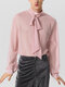 Mens Chiffon See Through Tie Neck Long Sleeve Shirt - Pink