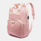 Women 15.6 Inch USB Charging Waterproof Multifunction Laptop Bag Backpack - Pink