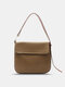 Casual Soild Flap Design Multi-Carry Shoulder Bag Handbag - Dark Brown