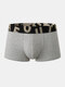 Breathable Cotton Solid Color  Underwear Sexy Boxer Briefs - Grey