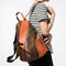 Women Vintage Genuine Leather Handmade Brush Color Backpack - Orange