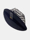 Unisex Cotton Cloth Double-side Zebra Pattern Casual Ourdoor Sunshade Foldable Bucket Hats - Black
